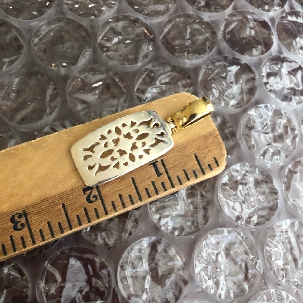 Sterling Silver and Gold Two-Tone Filigree Pendant - Women's Jewelry - Picture 3 of 6